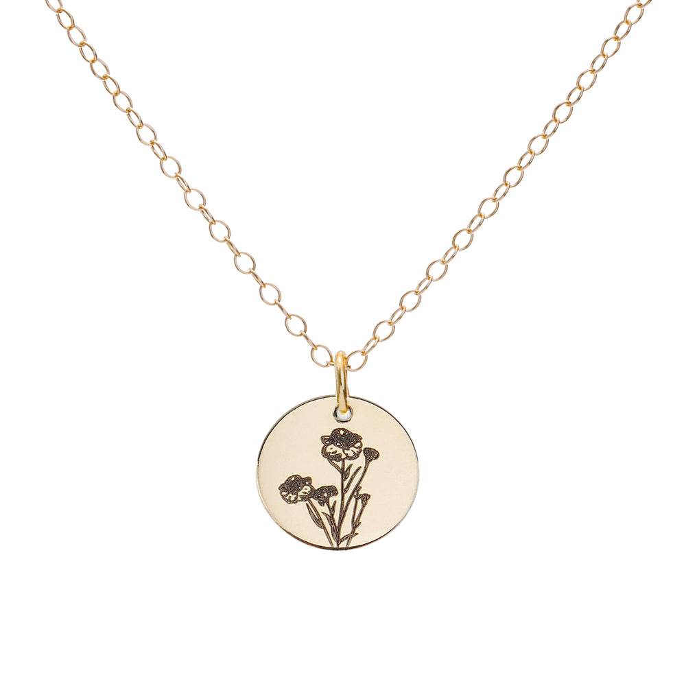 Gold Carnation January Birth Flower Necklace