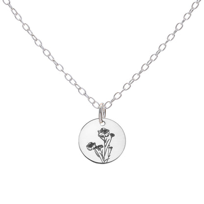 Silver Carnation January Birth Flower Necklace