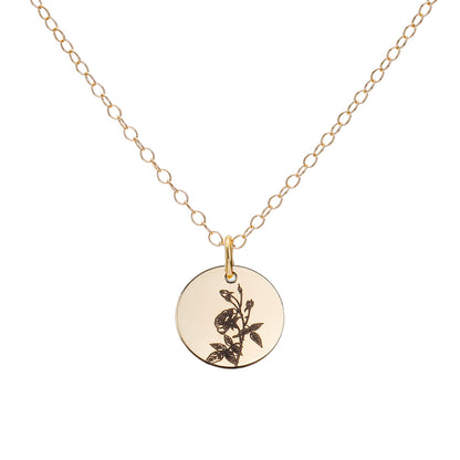 Gold Rose June Birth Flower Necklace