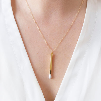 Gold Enamel Matchstick Necklace