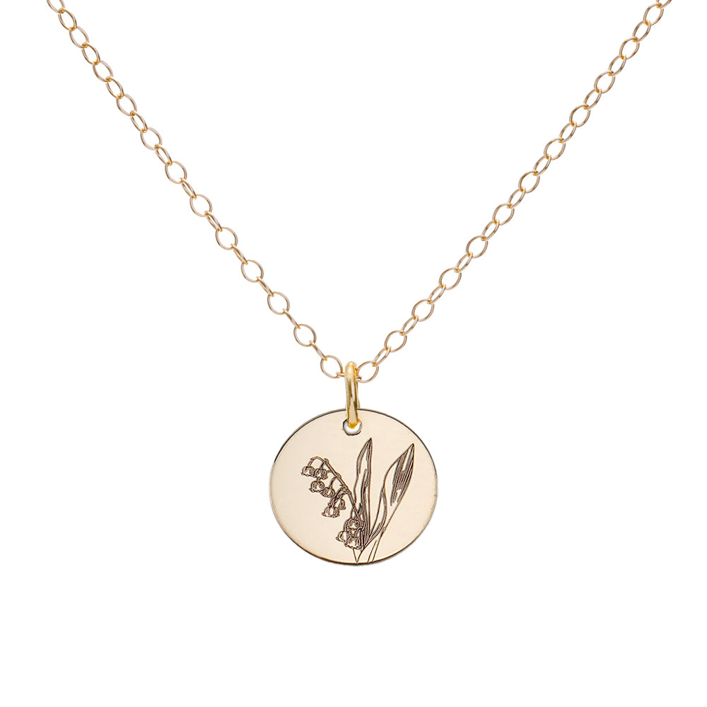 Gold Lily May Birth Flower Necklace