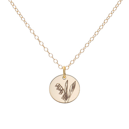 Gold Lily May Birth Flower Necklace
