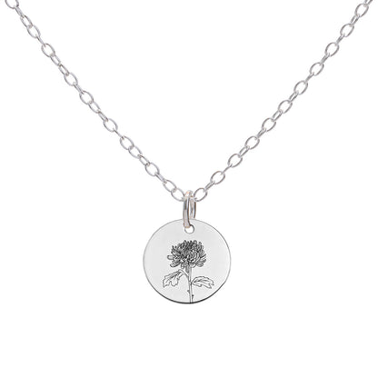 Silver Chrysanthemum November Birth Flower Necklace