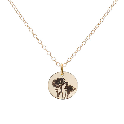 Gold Marigold October Birth Flower Necklace