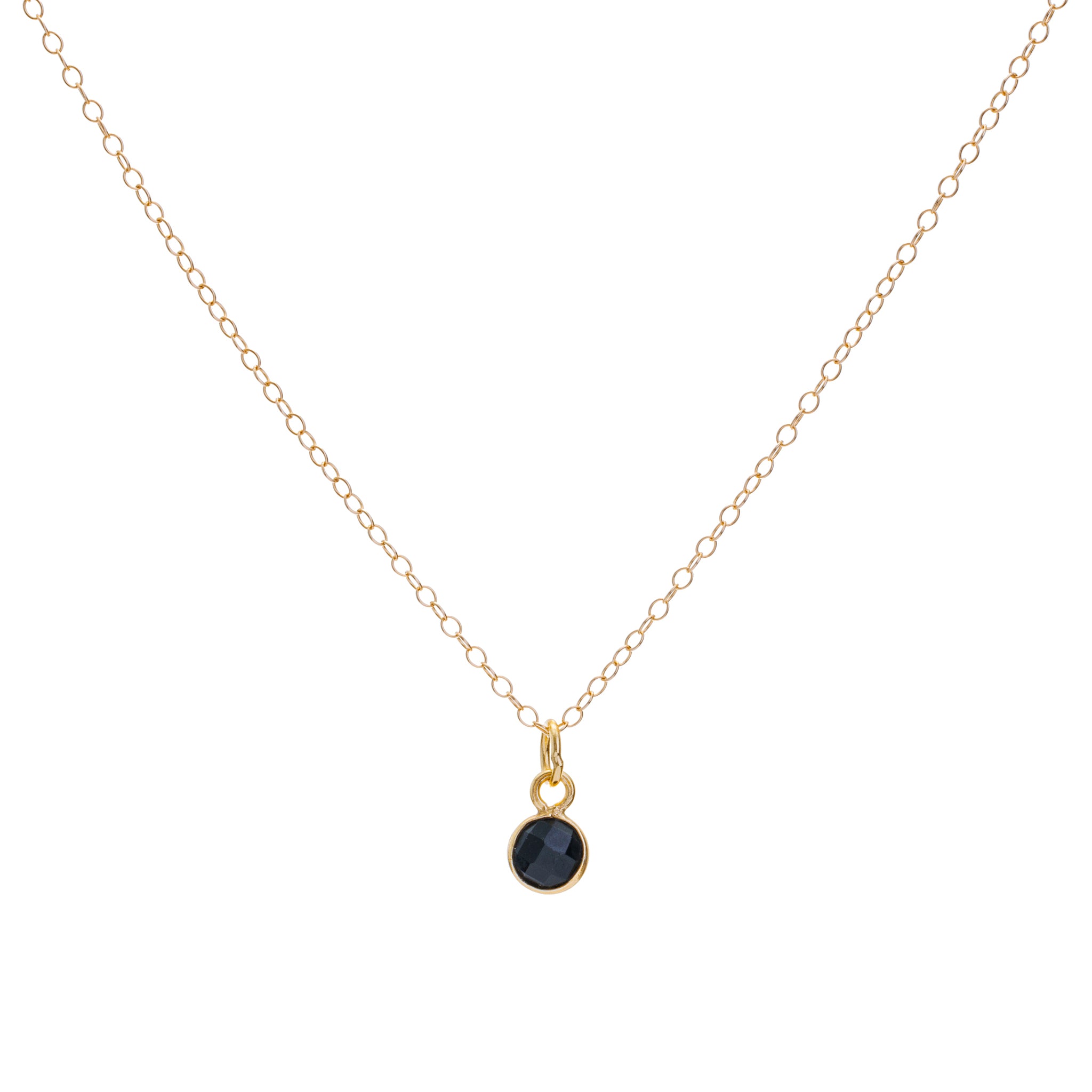 Micron gold polished brass, Onyx Stone Necklace