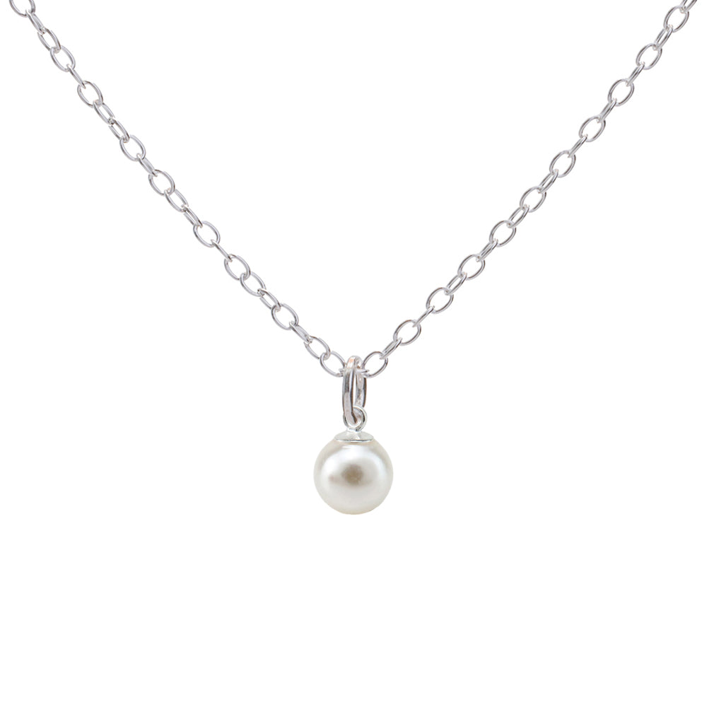 Silver Simulated Pearl Necklace