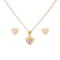 Matching Gold Pink Heart Necklace & Earrings