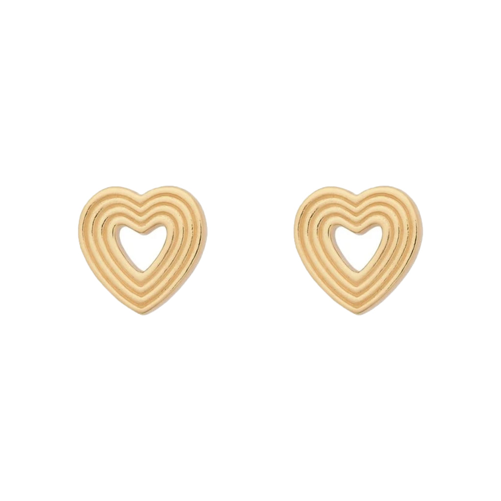 Gold Ripple Heart Earrings