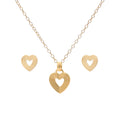 Matching Gold Ripple Heart Necklace & Earrings