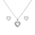 Matching Silver Ripple Heart Necklace & Earrings