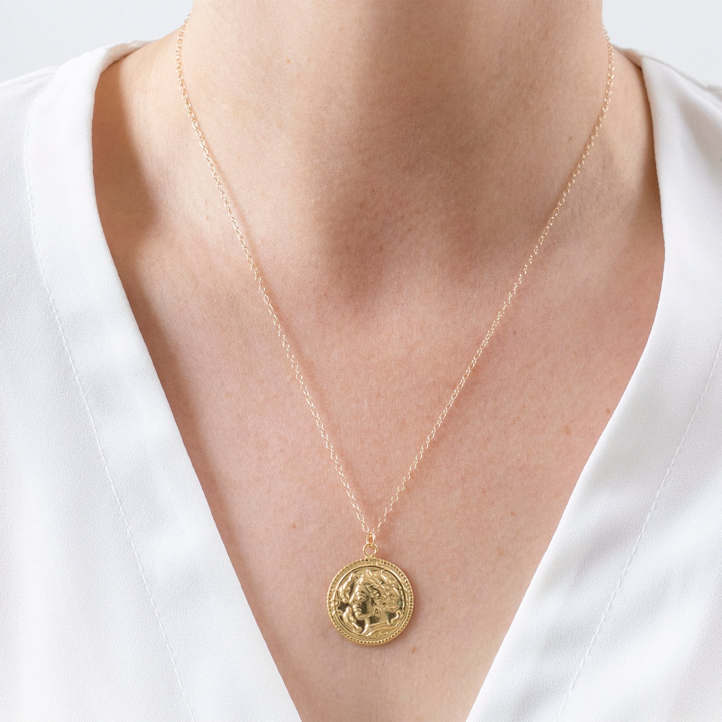 Gold Roman Coin Medallion Necklace