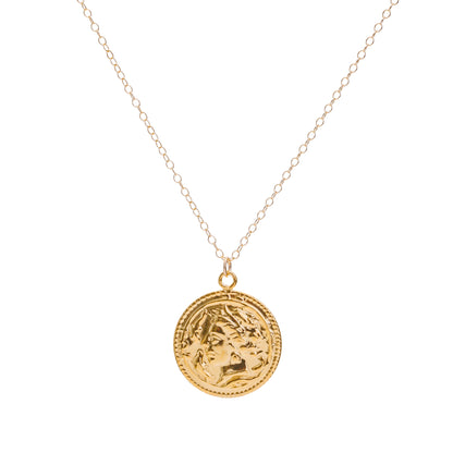 Gold Roman Coin Medallion Necklace