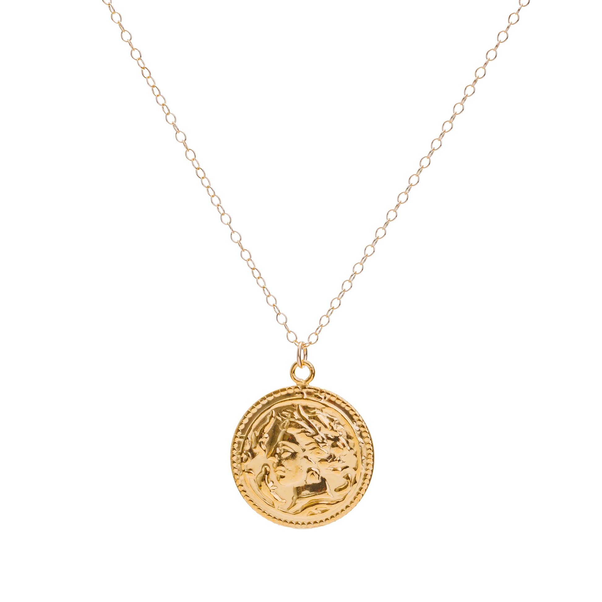 Gold Roman Coin Medallion Necklace