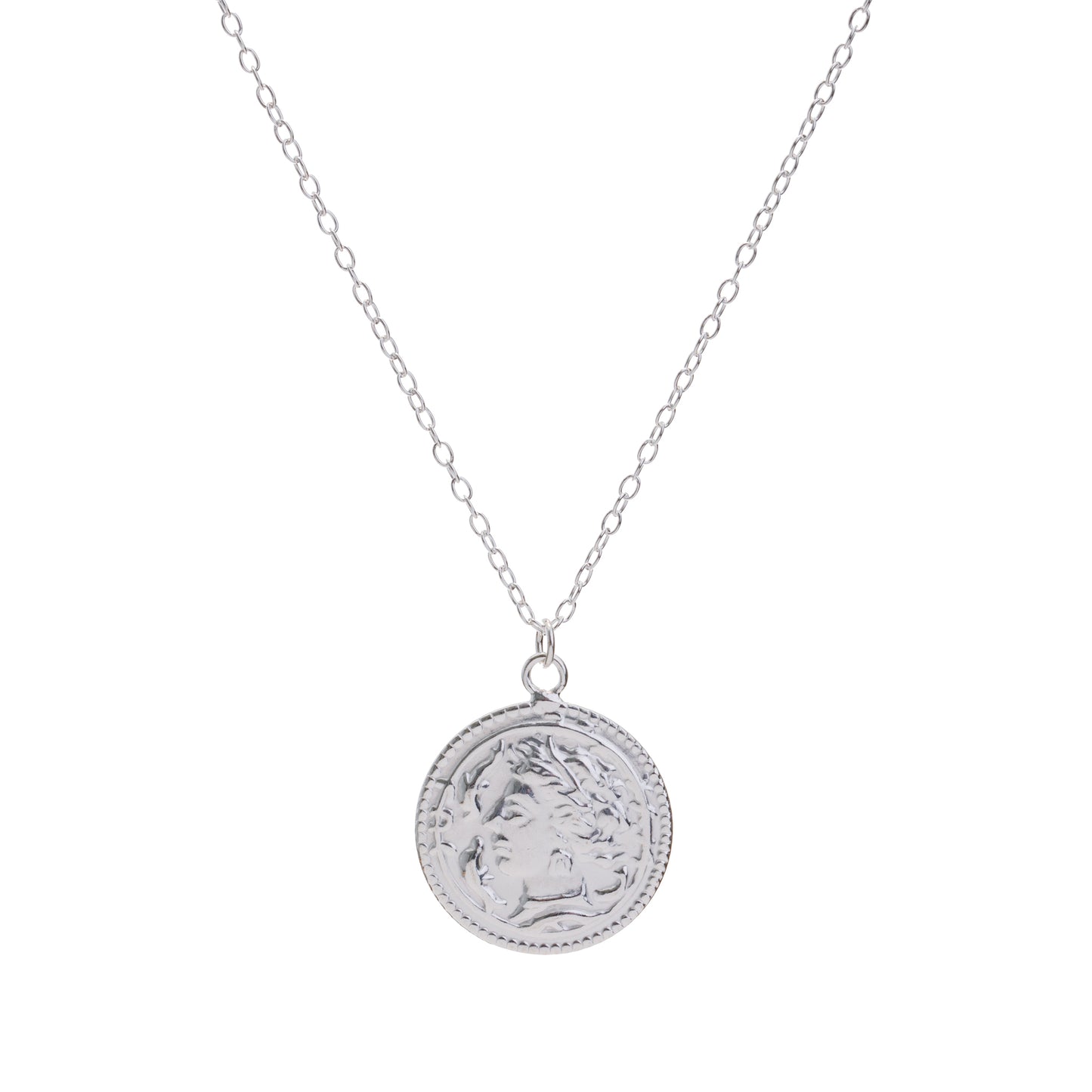 Silver Roman Coin Medallion Necklace
