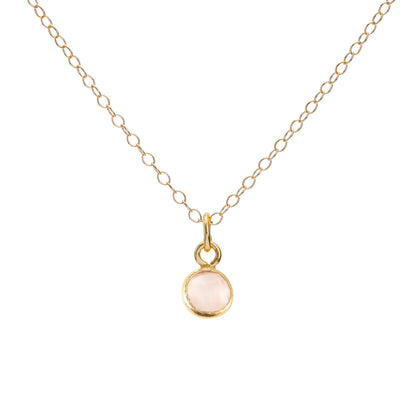 Gold Rose Quartz October Birthstone Necklace