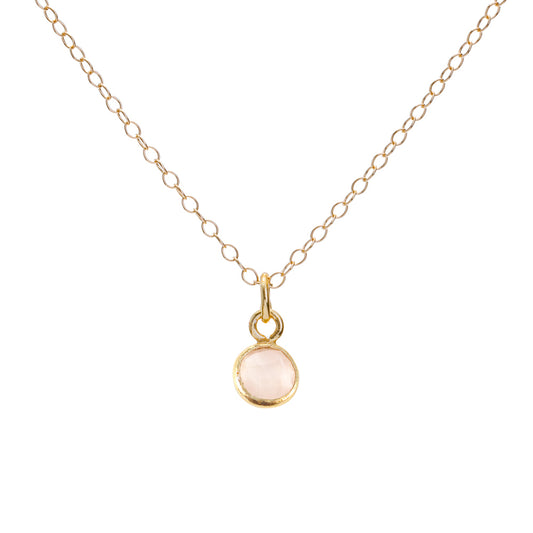 Gold Rose Quartz October Birthstone Necklace