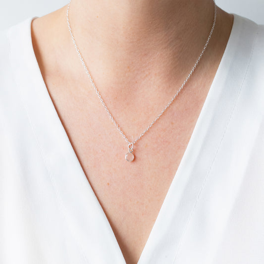 Silver Rose Quartz October Birthstone Necklace