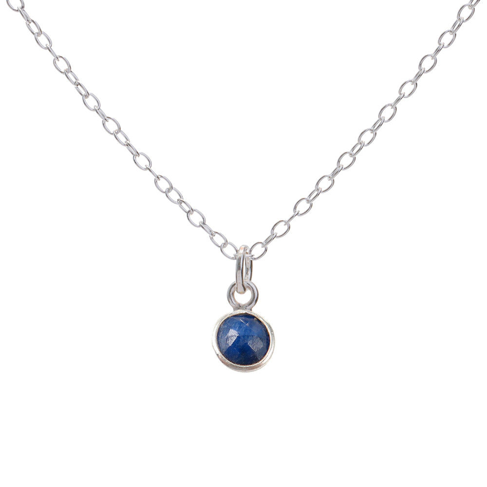 Silver Sapphire September Birthstone Necklace