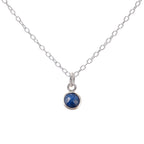 Silver Sapphire September Birthstone Necklace