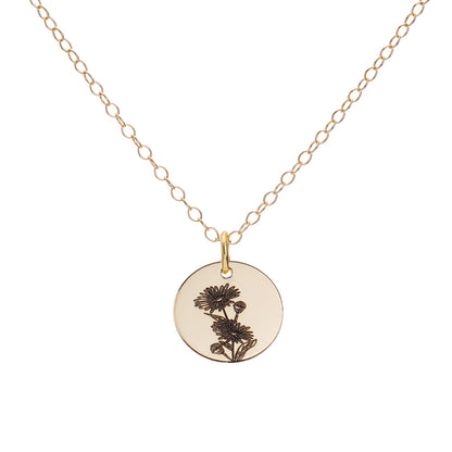 Gold Aster September Birth Flower Necklace