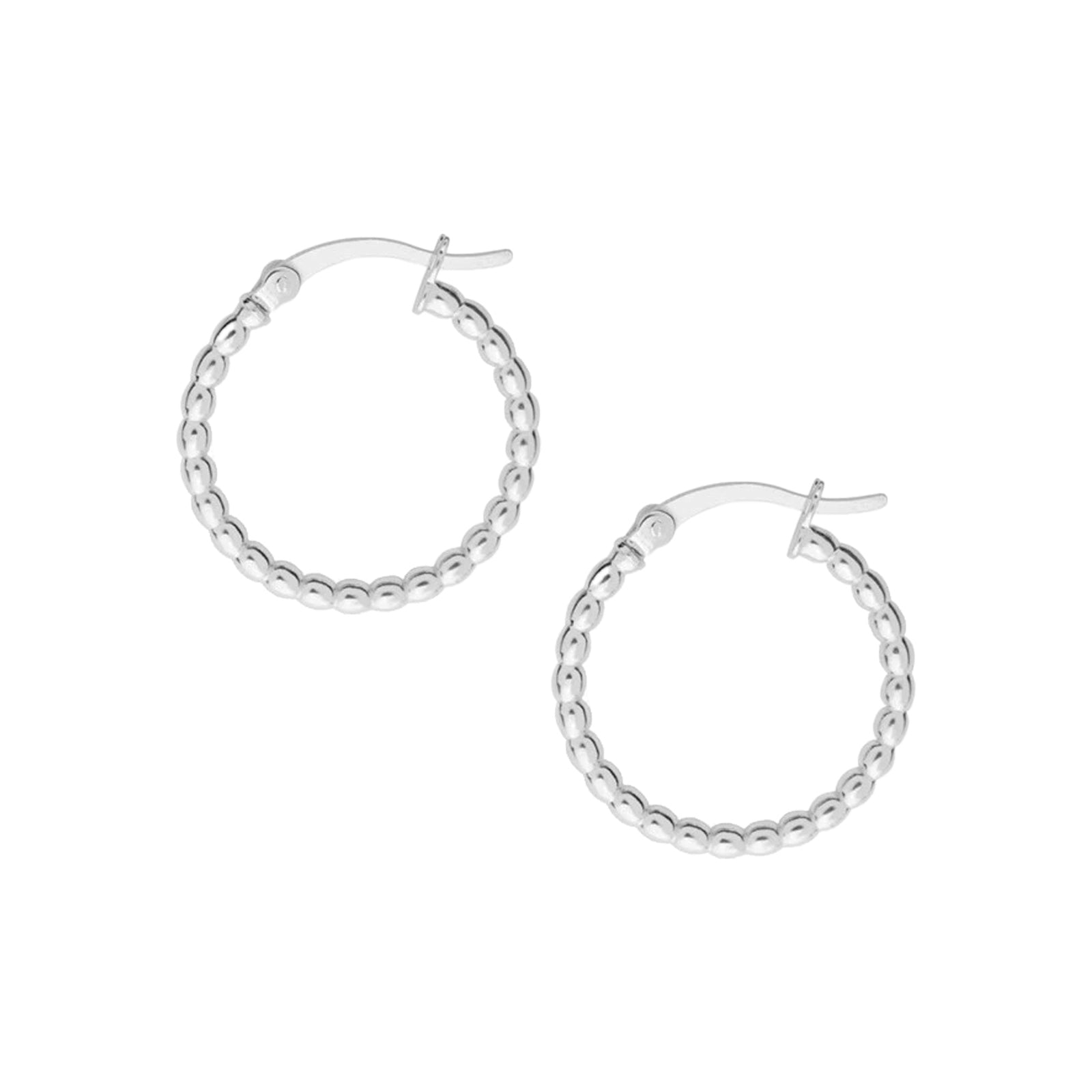 Silver Beaded Hoop Earrings