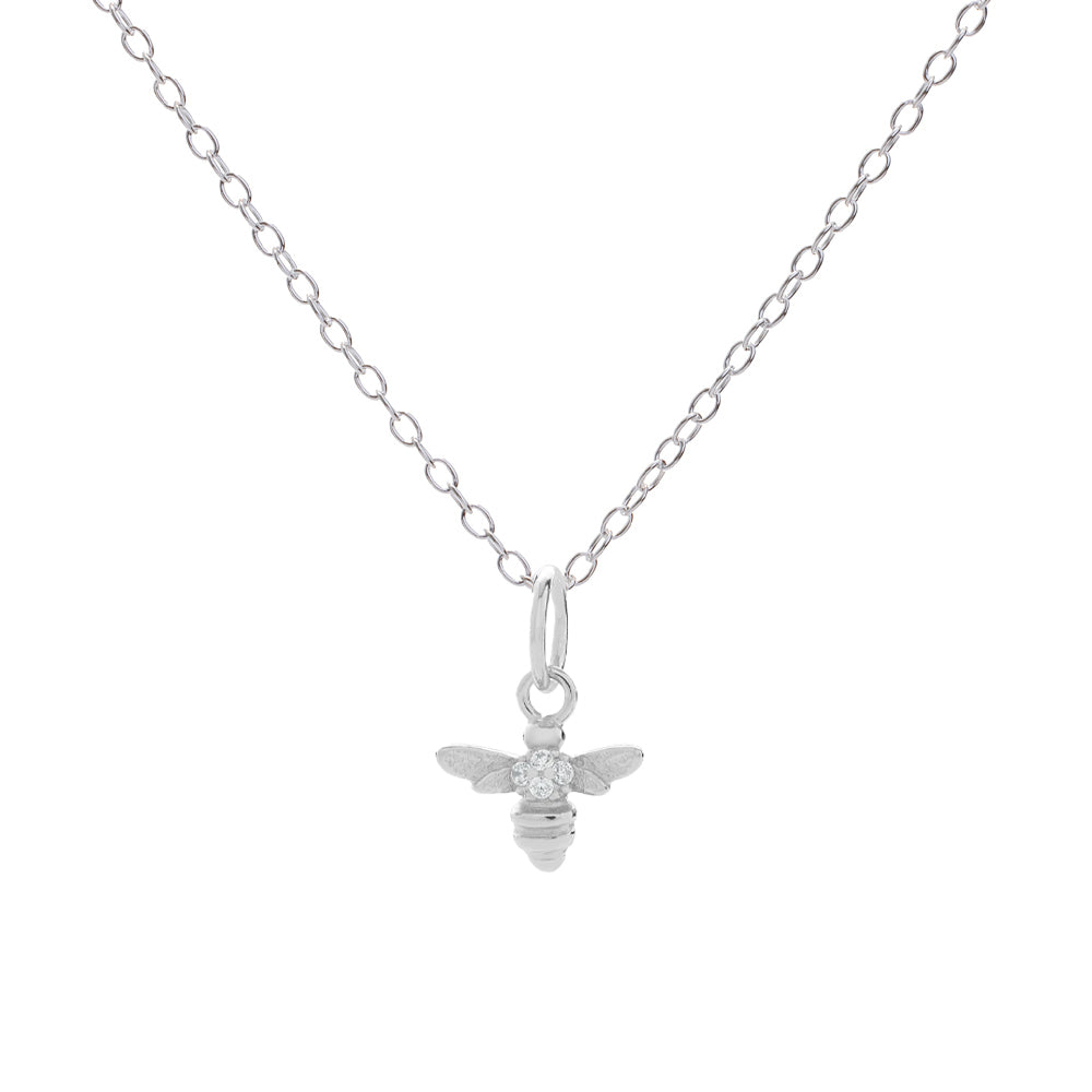 Silver Cubic Zirconia Bee Necklace