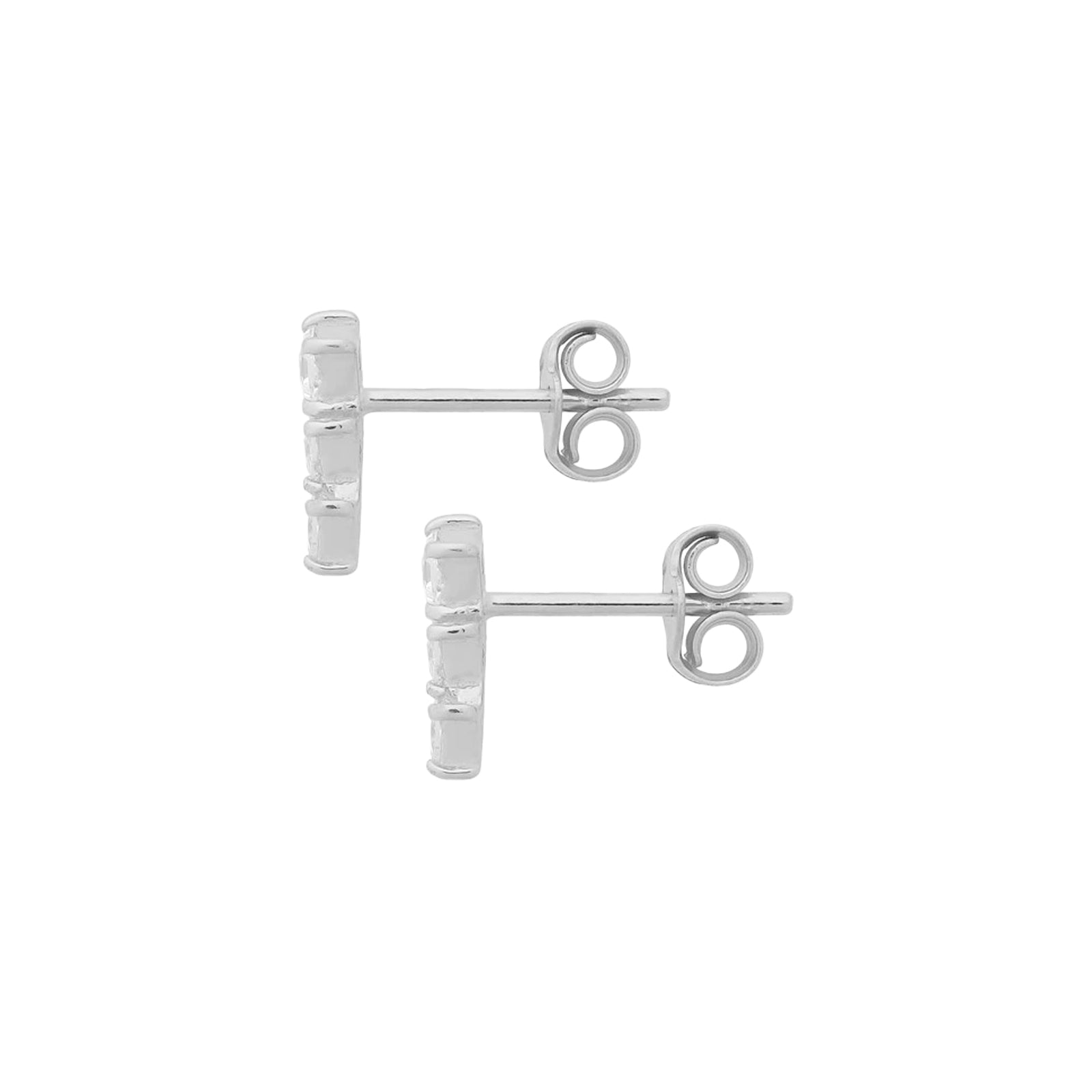 Sterling Silver Triple Cubic Zirconia Bar Studs