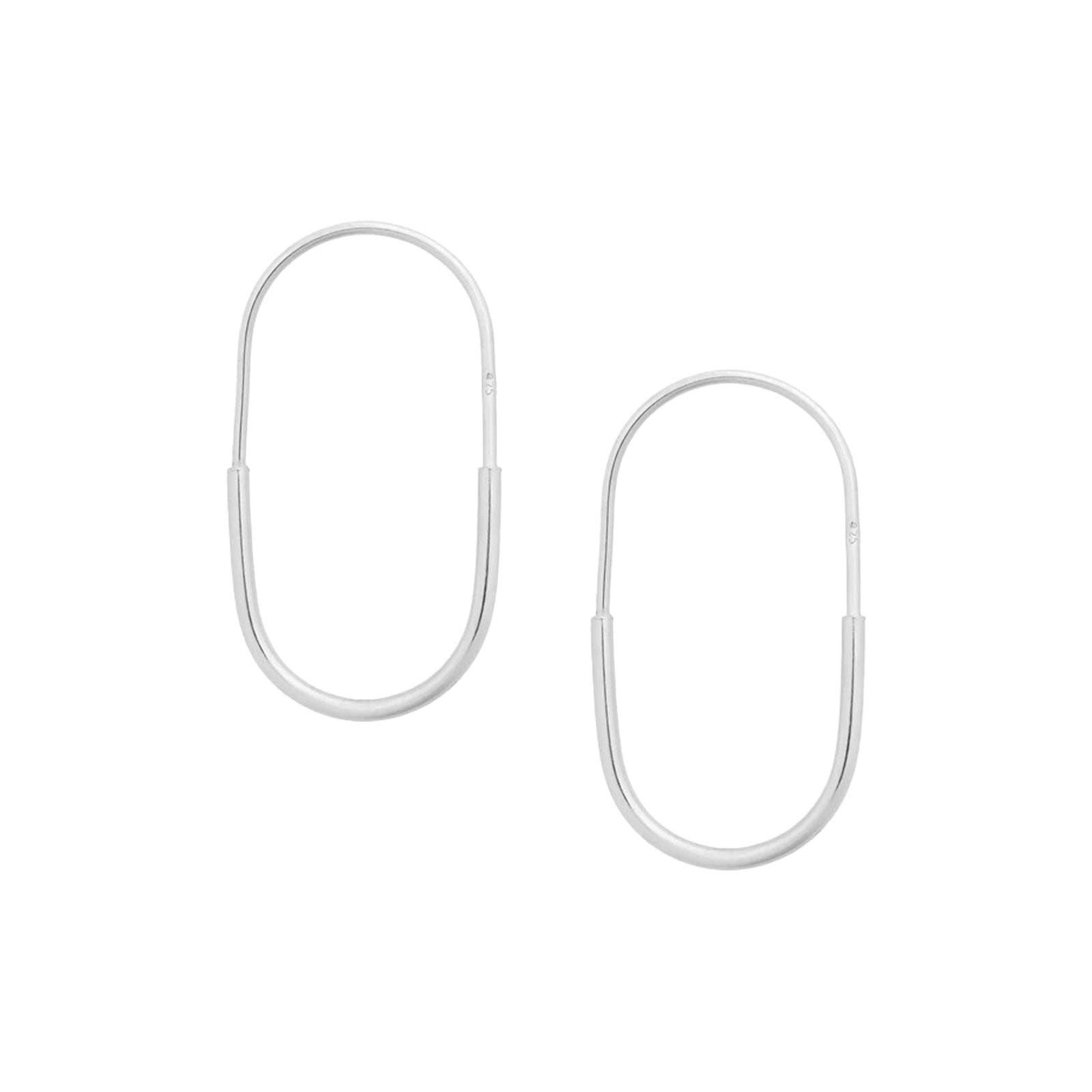 Silver Elongated Hoops