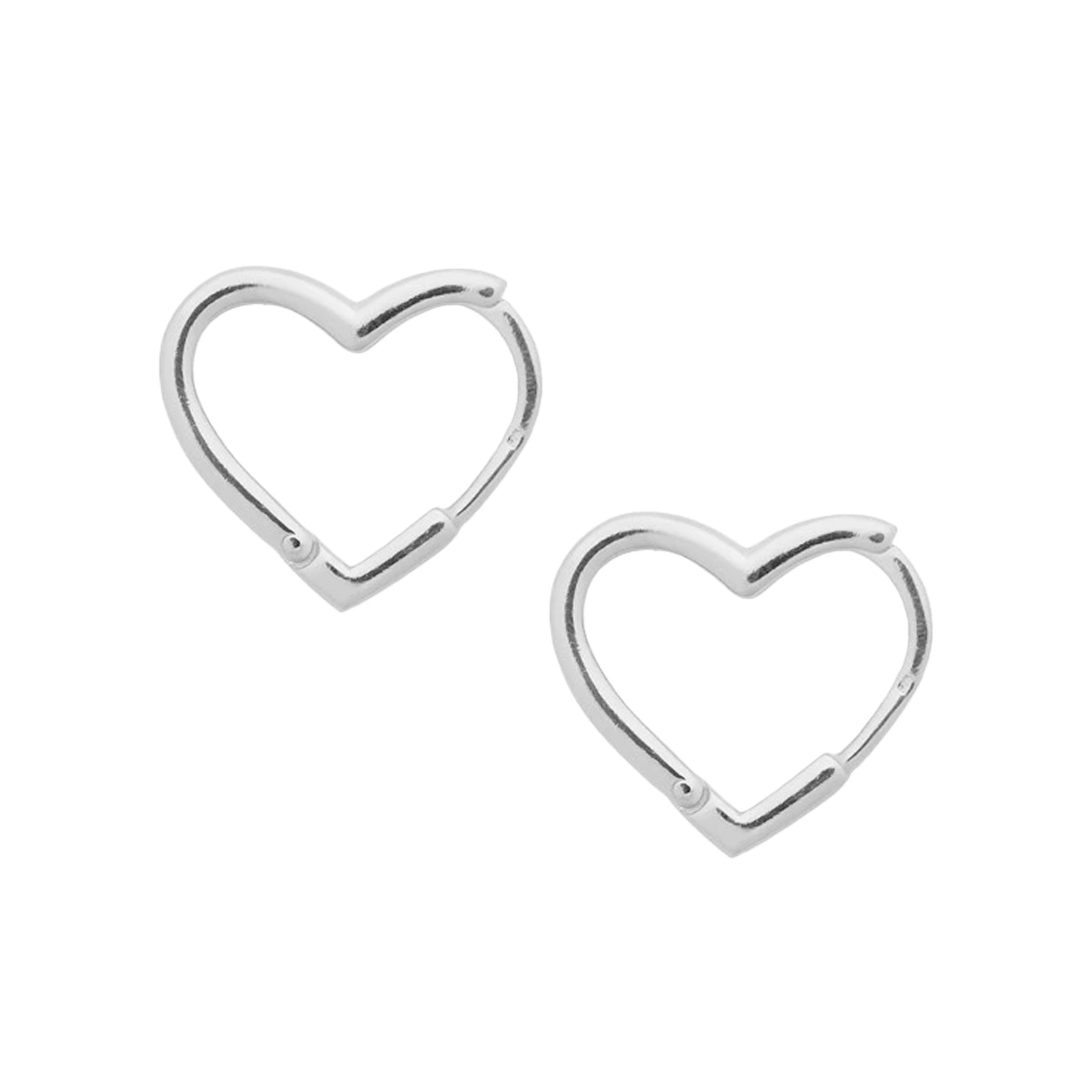 Silver Hinged Heart Hoops
