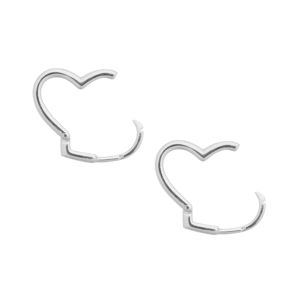 Silver Hinged Heart Hoops