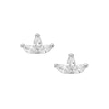 Silver Cubic Zirconia Leaf Stud Earrings