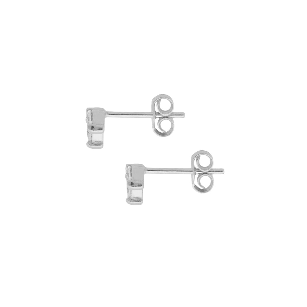 Silver Cubic Zirconia Leaf Stud Earrings