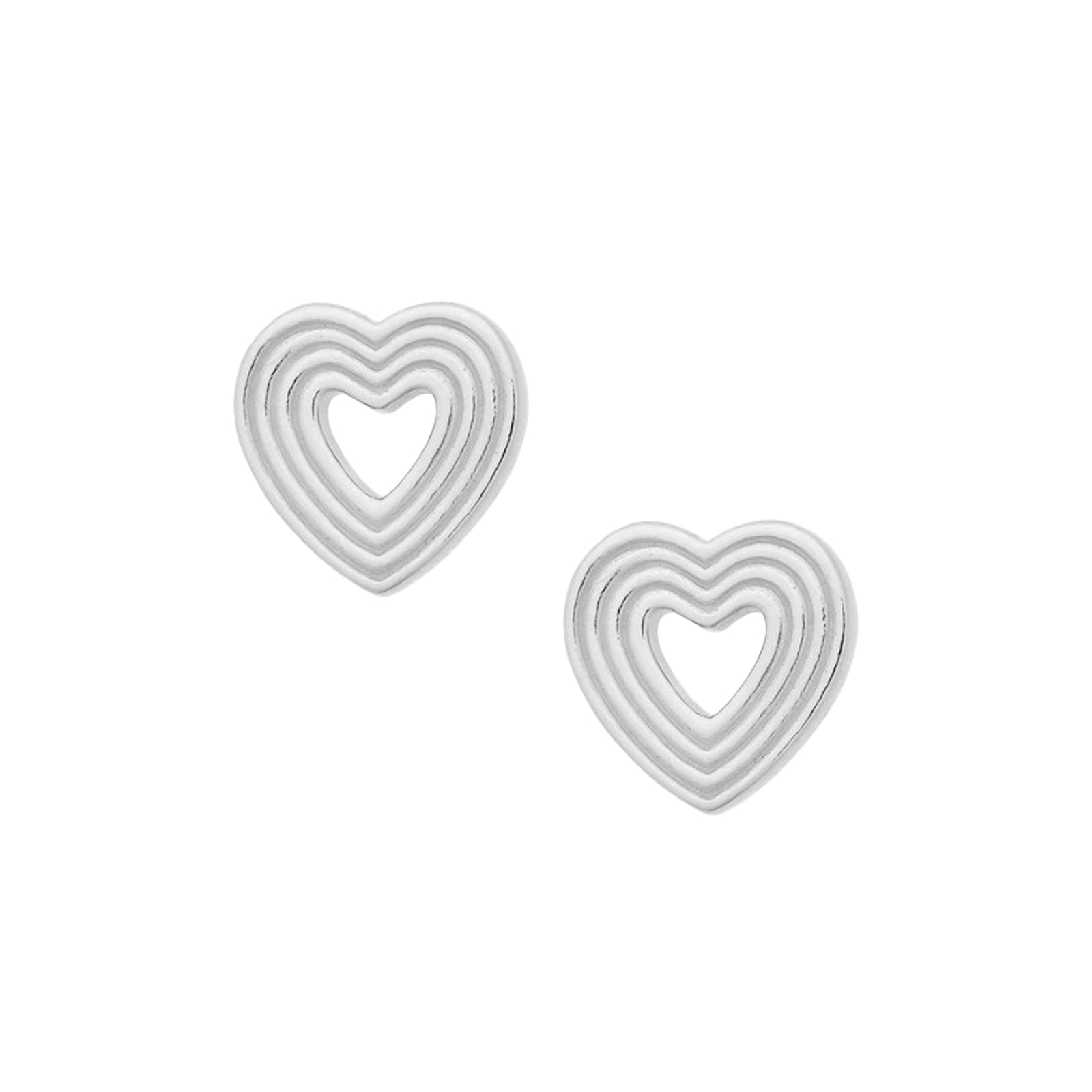 Silver Ripple Heart Earrings
