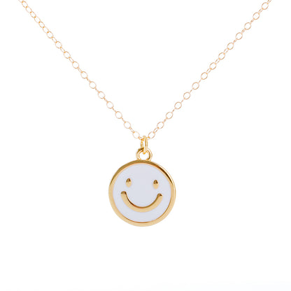 Gold Enamel Smile Necklace