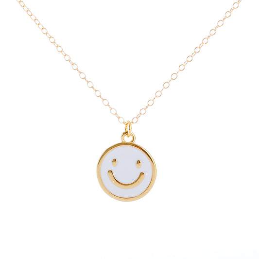 Gold Enamel Smile Necklace