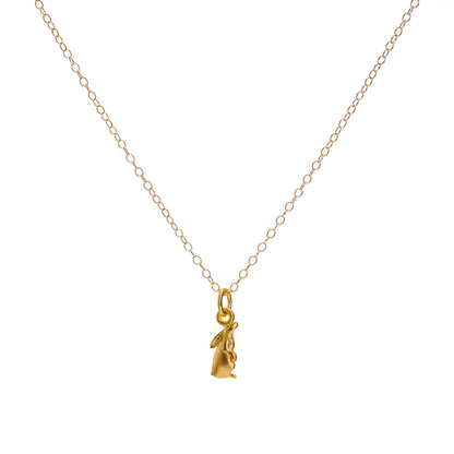 Gold Sun-Gazing Hare Charm Necklace