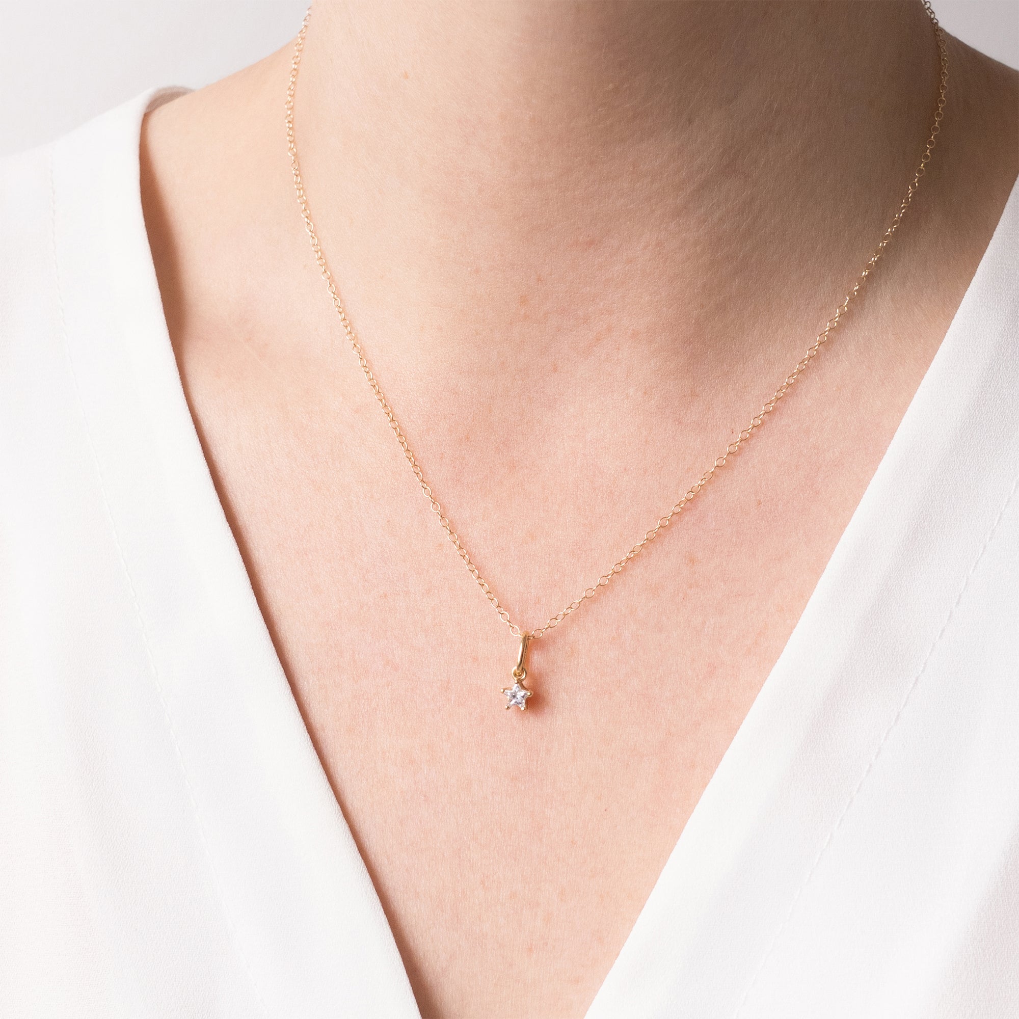 Gold Cubic Zirconia Star Necklace