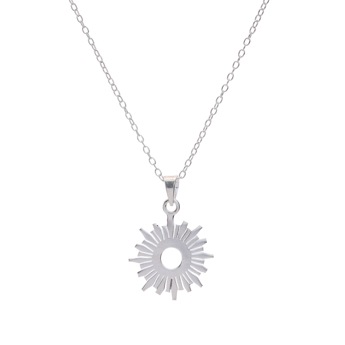 Silver Sun Pendant Necklace