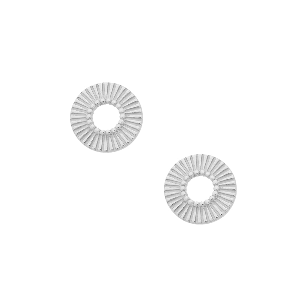 Silver Sunburst Stud Earrings