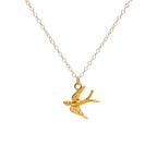Gold Swallow Charm Necklace