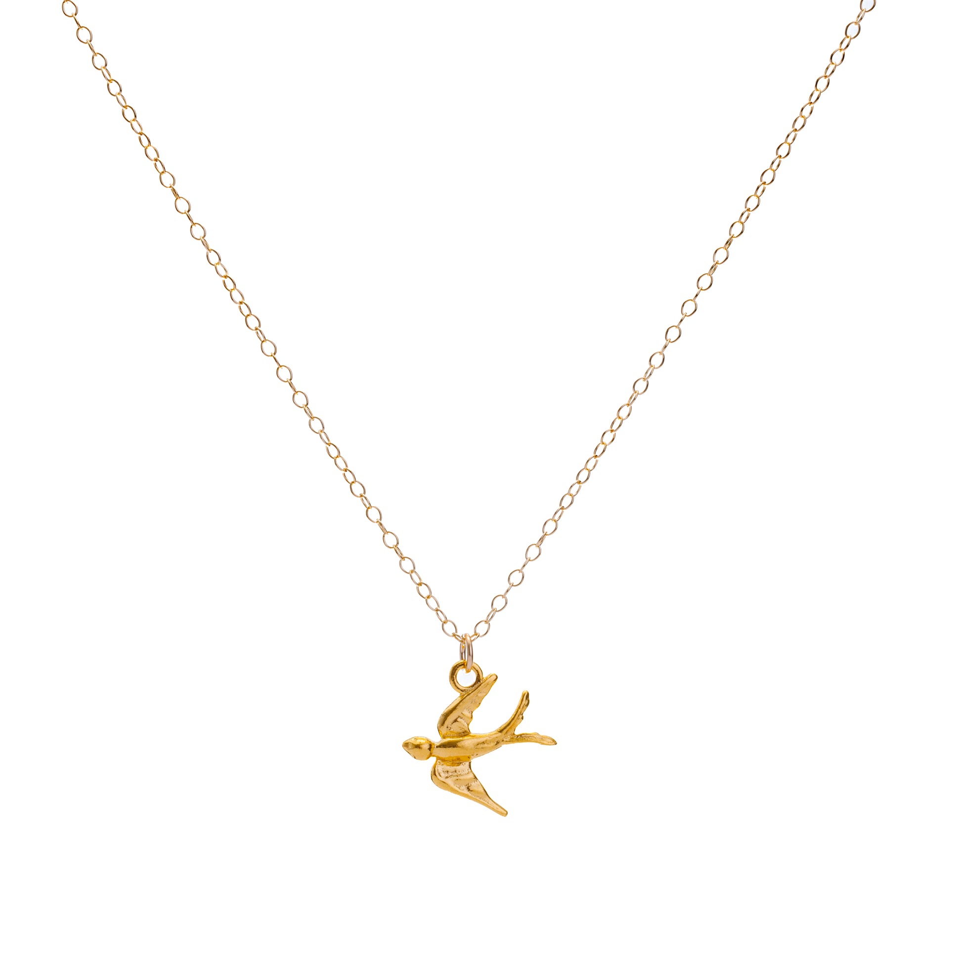 Gold Swallow Charm Necklace