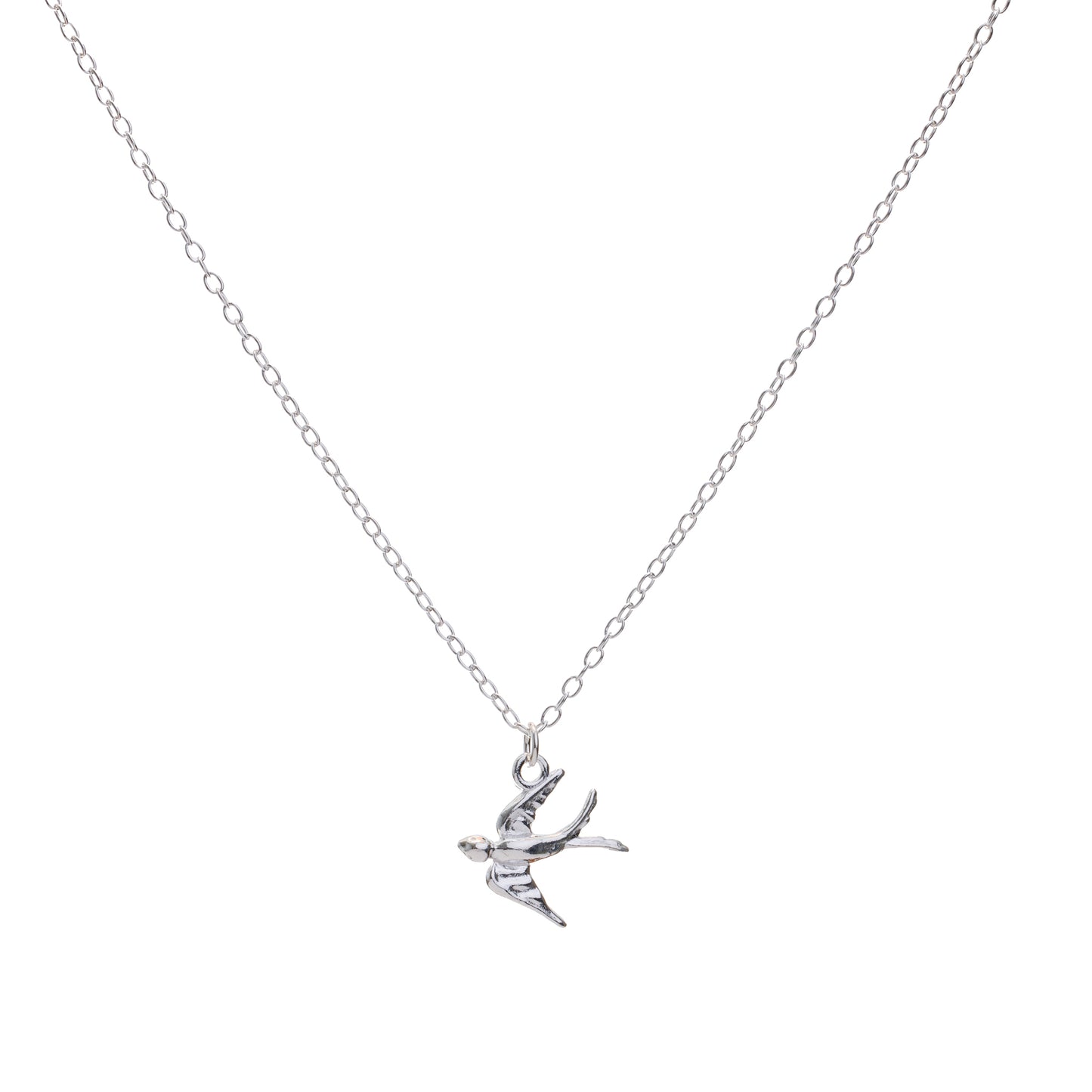 Silver Swallow Charm Necklace