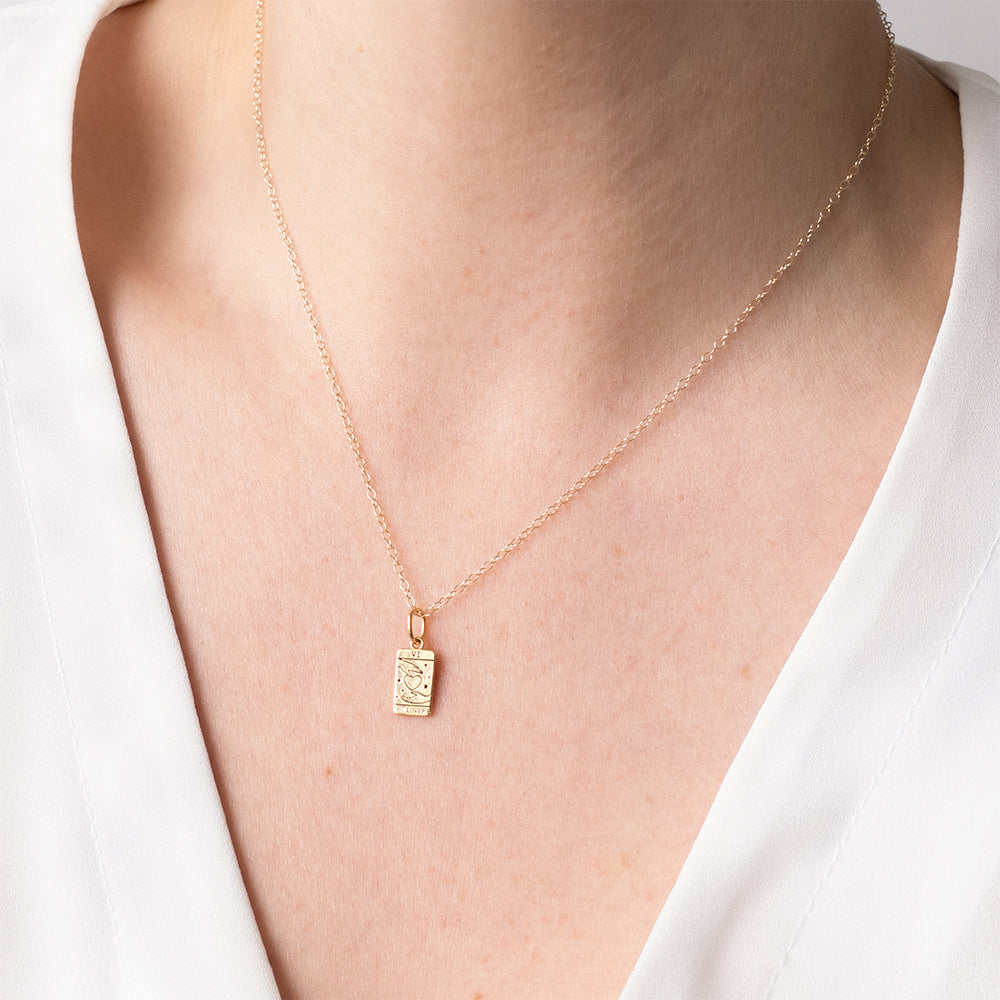 Gold Tarot Card Lovers Charm Necklace