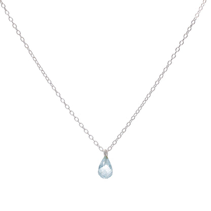 Silver Topaz Teardrop Necklace