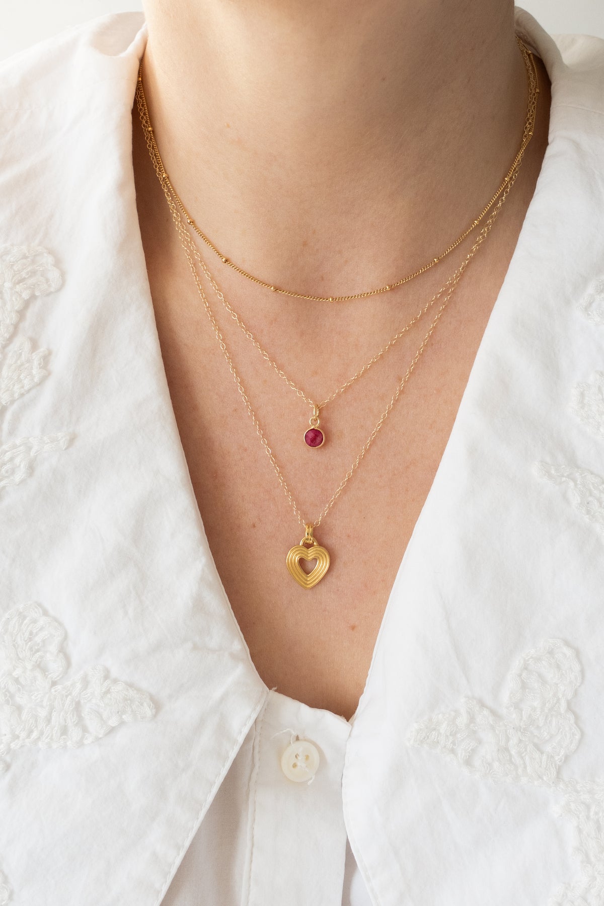 Gold Ripple Heart Necklace