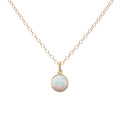 Gold White Opal October Birthstone Necklace