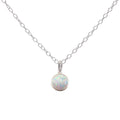Silver White Opal October Birthstone Necklace
