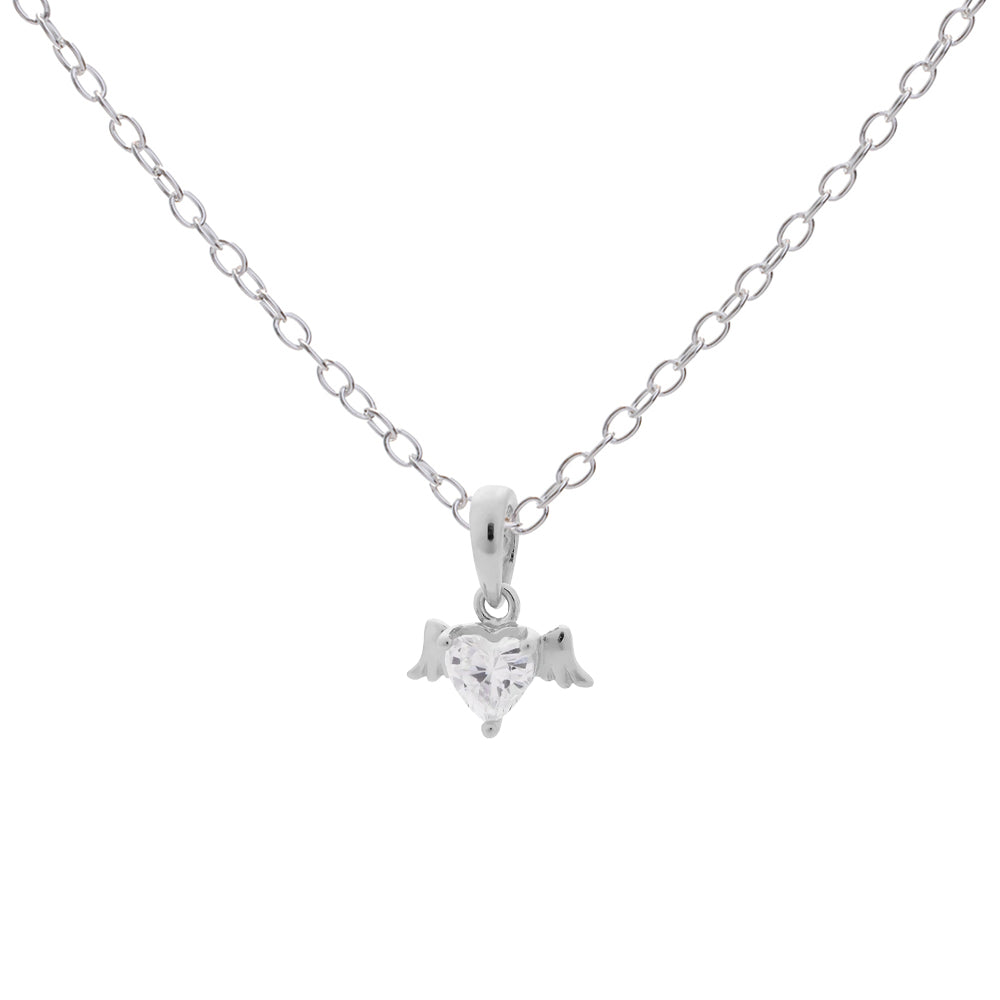 Silver Winged Heart Necklace