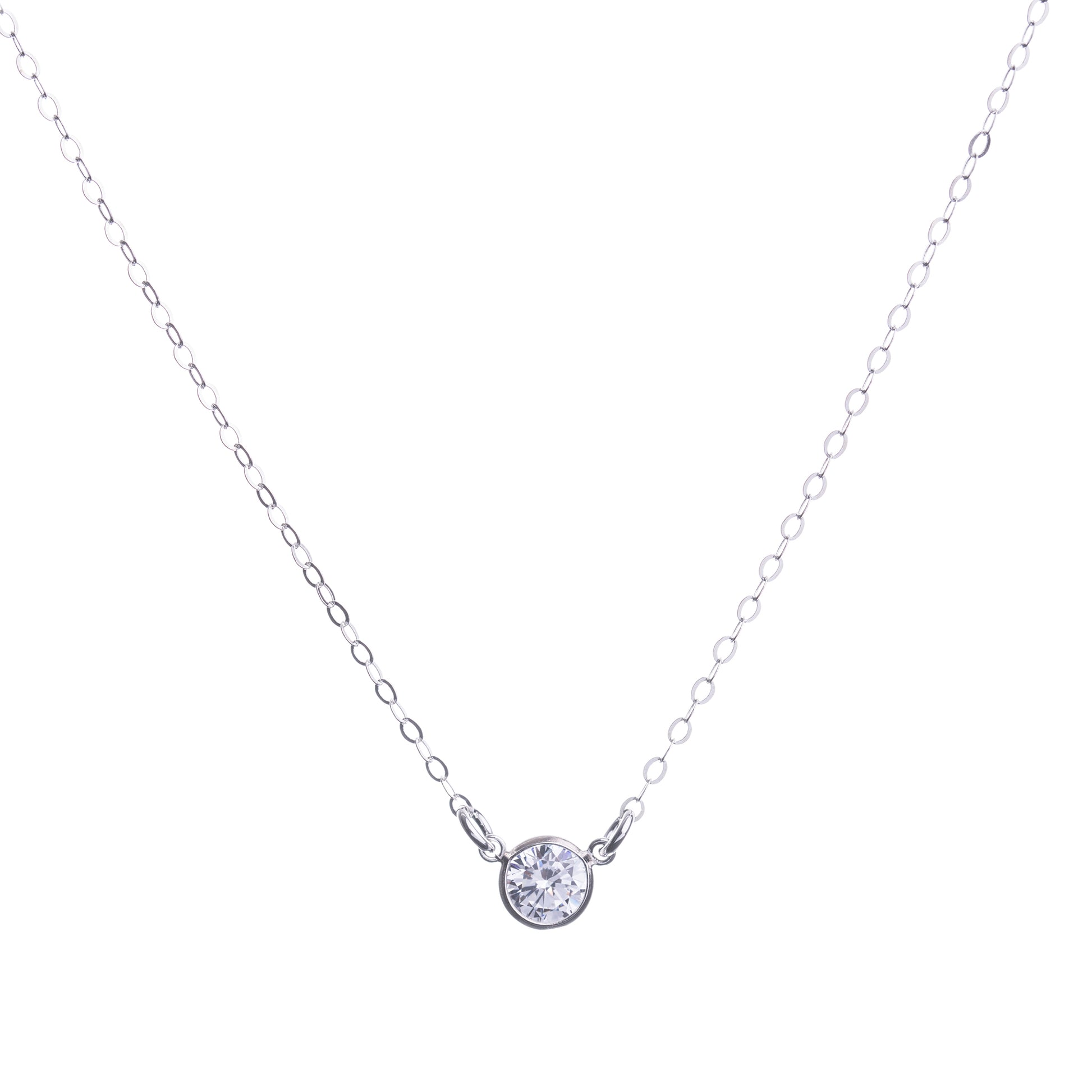 Minimal Sterling Silver CZ Diamond Necklace