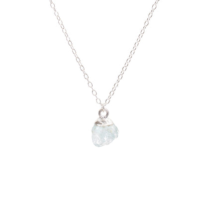 Silver Aquamarine Raw Crystal Necklace